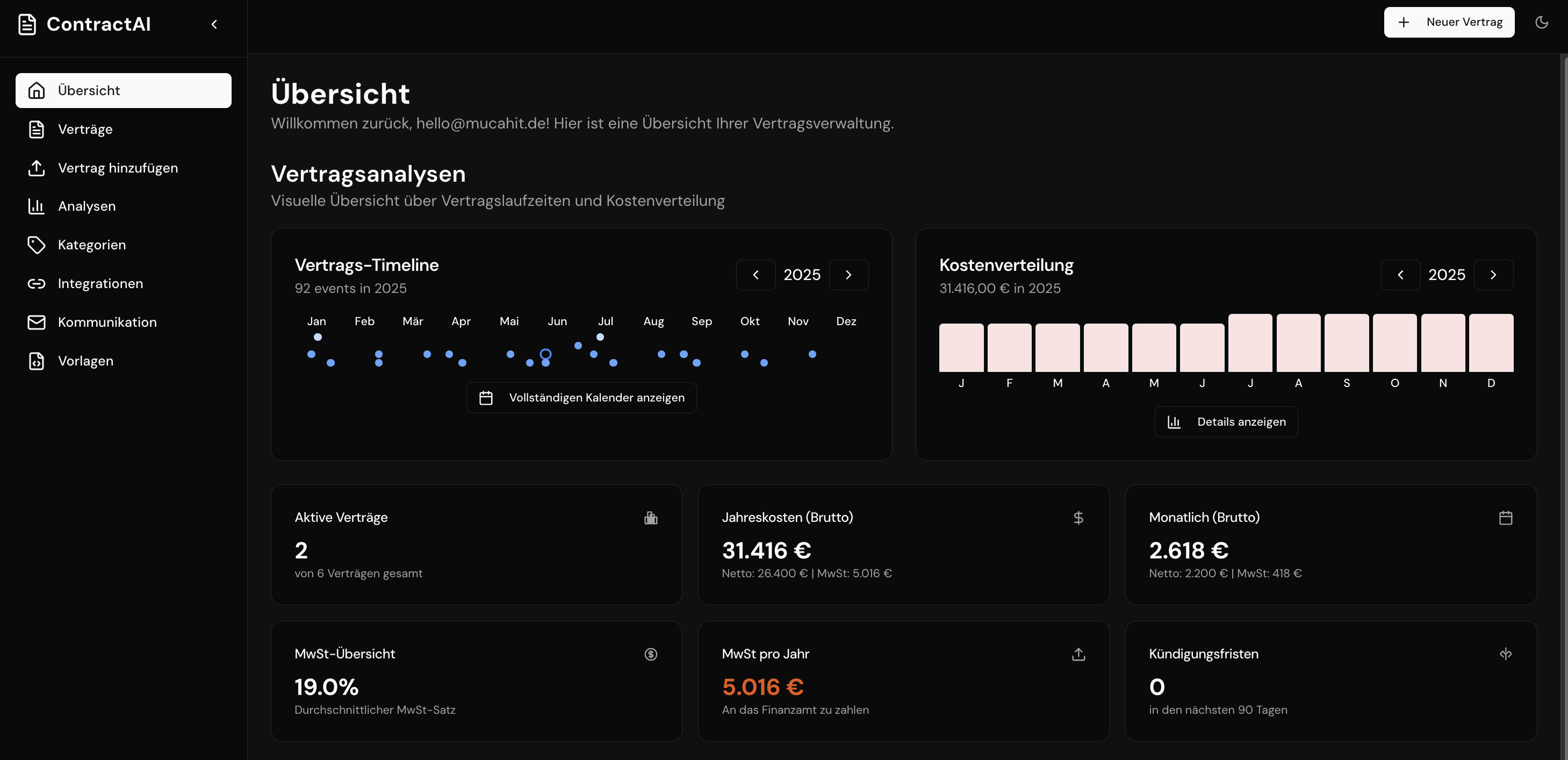 Taxware ContractAI Dashboard